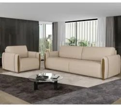 Conjunto Sofá 3 Lugares 223cm e Poltrona 98cm Amaranto Z32 Linho Champ