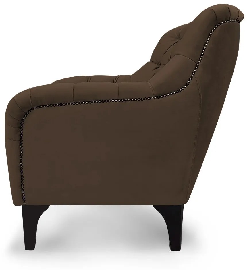 Poltrona Decorativa Roma Botonê Pés Madeira Veludo Marrom - Sheep Estofados - Marrom