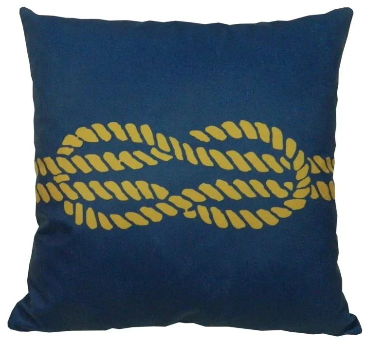 Almofada Marine Tons Mostarda e Azul 45x45cm - Nó - Somente Capa