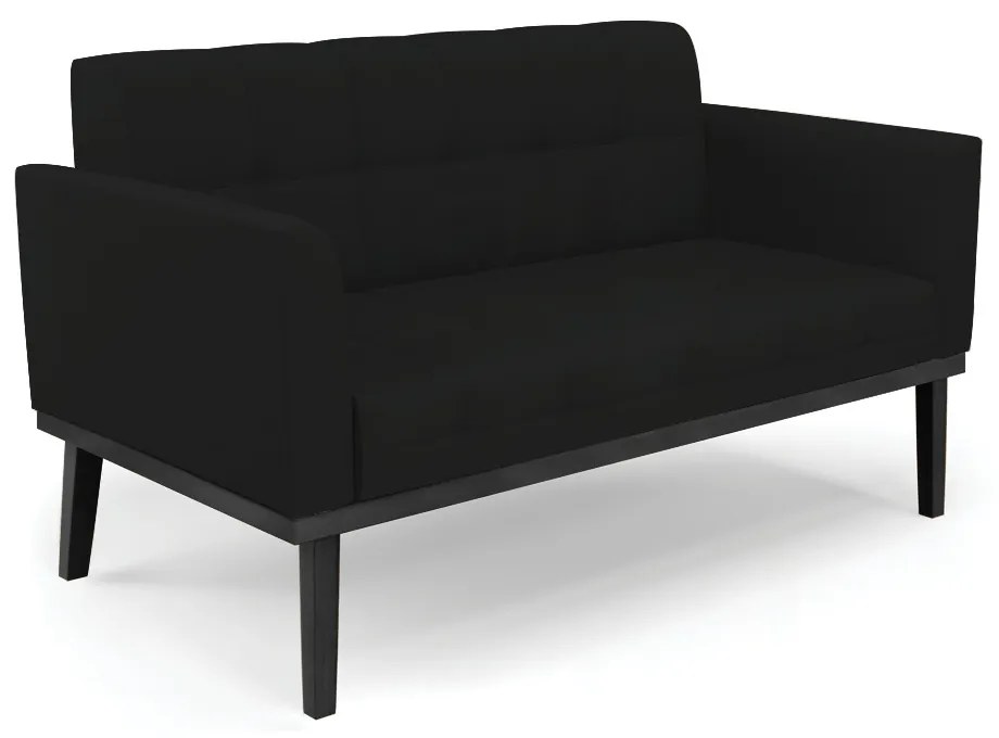 Poltrona Namoradeira Decorativa Karen Pés Fixo em Madeira Preto Linho Preto G19 - Gran Belo