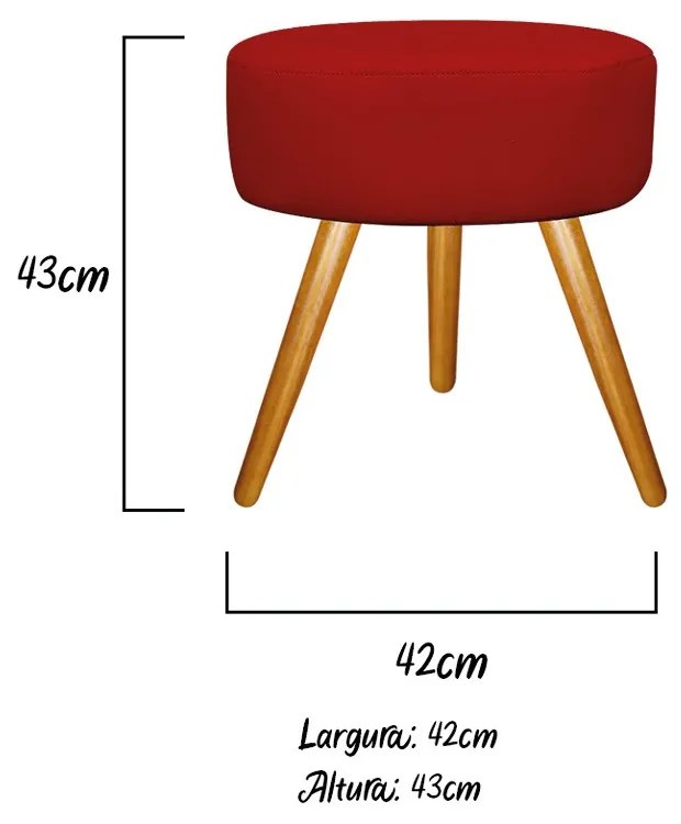 Kit 02 Puffs Sofia Palito Mel Suede Vermelho - ADJ Decor