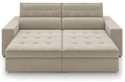 Sofá Retrátil Reclinável 3 Lugares 246cm Vick Z32 Suede Bege - Mpozena