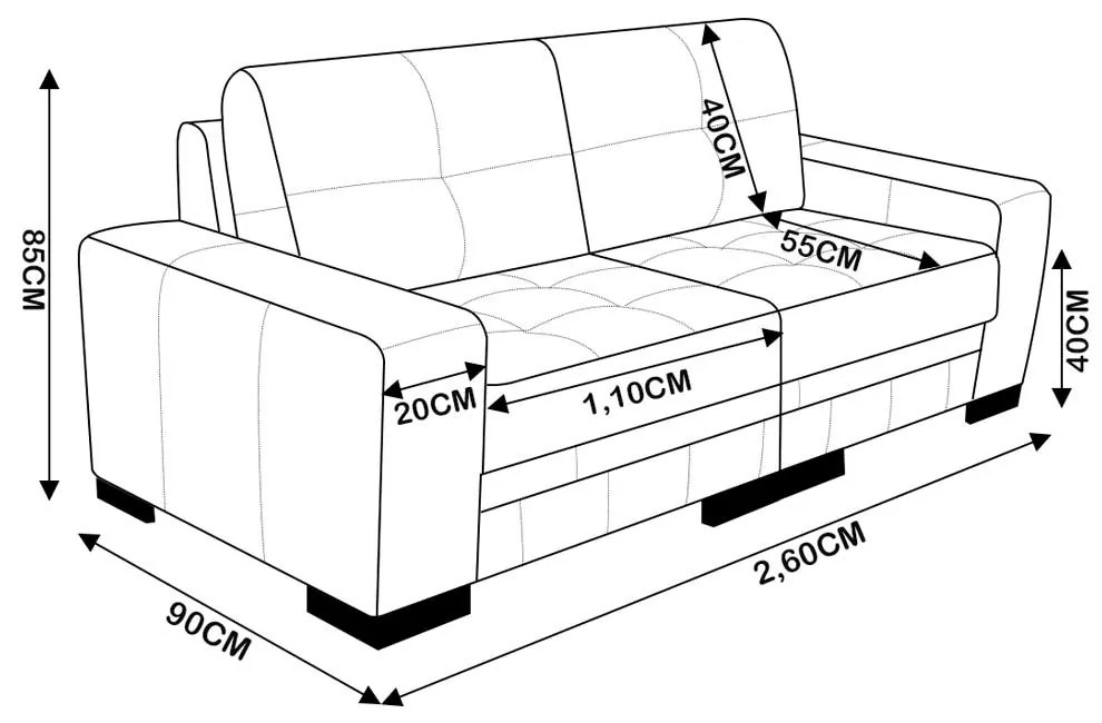 Sofá 4 Lugares Bipartido Sala de Estar Milano 260cm Couro Vermelho G58 - Gran Belo