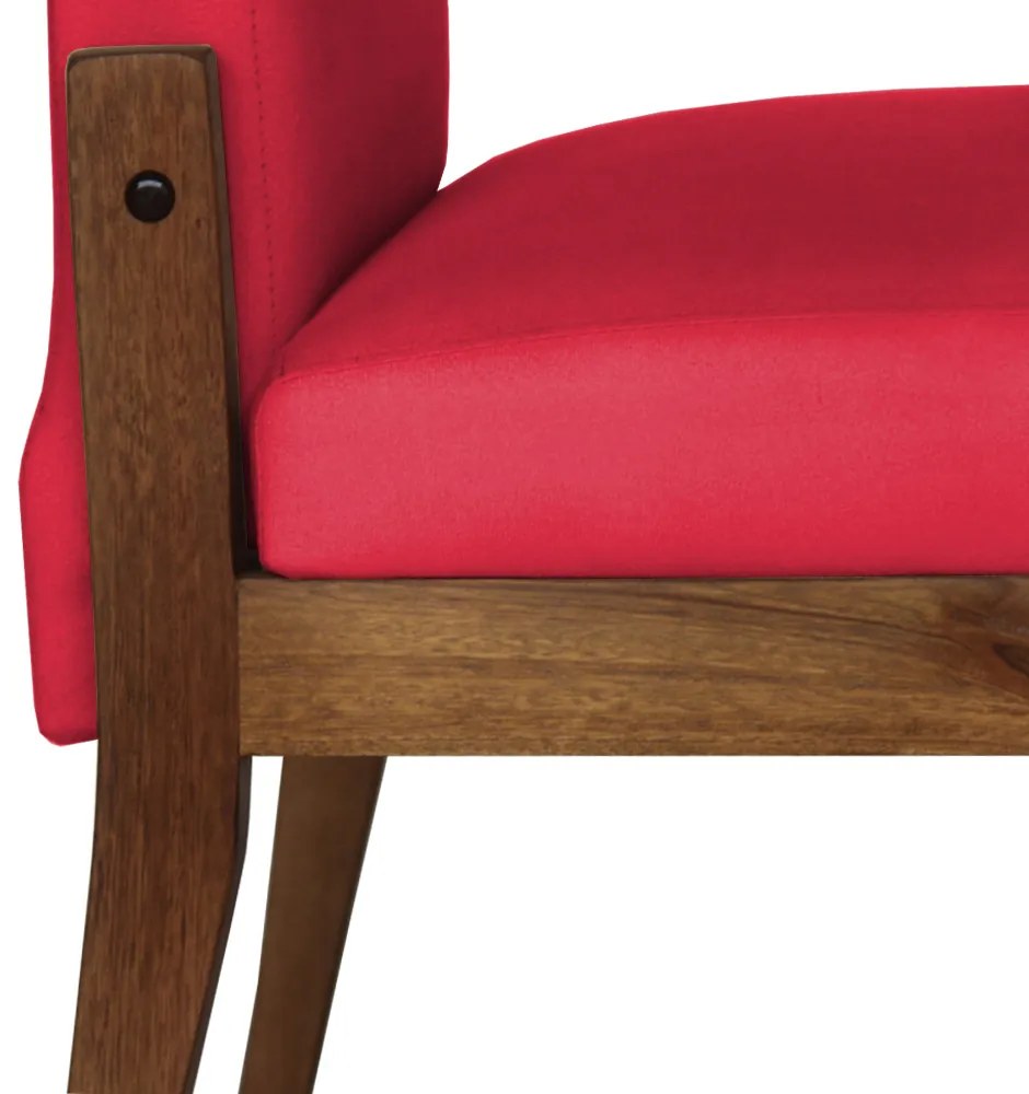 Conjunto 6 Cadeiras De Jantar Aurora Base Madeira Maciça Estofada Suede Vermelho