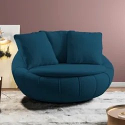 Poltrona Decorativa Redonda Giratória com Almofadas Saphire Z32 Veludo