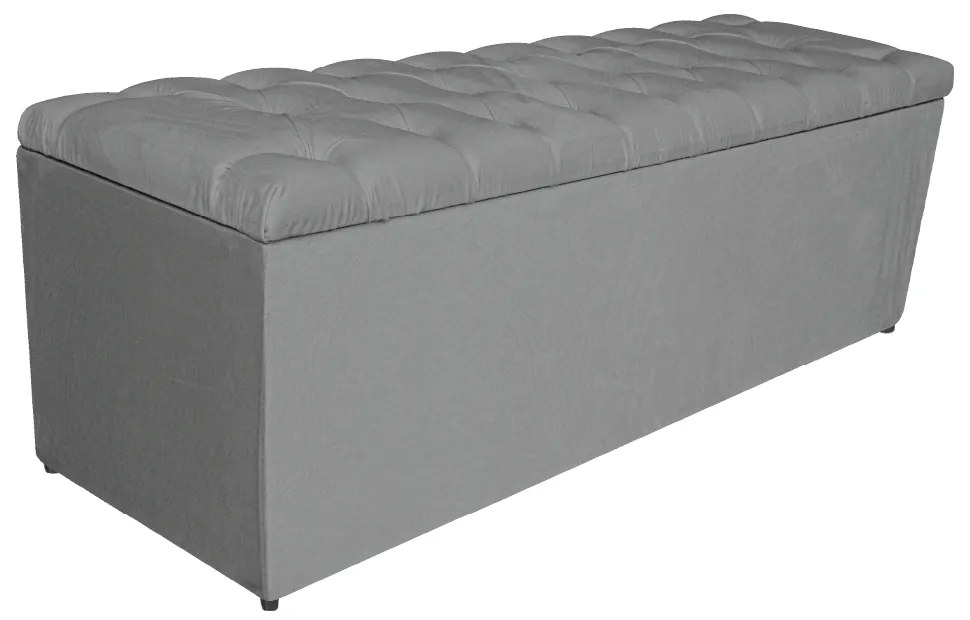 Kit Cabeceira e Calçadeira Liverpool 140 cm Casal Suede Cinza - ADJ Decor
