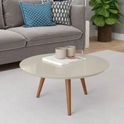 Conjunto Mesas de Centro Redondas Pés Madeira Luna Off White - Patrima