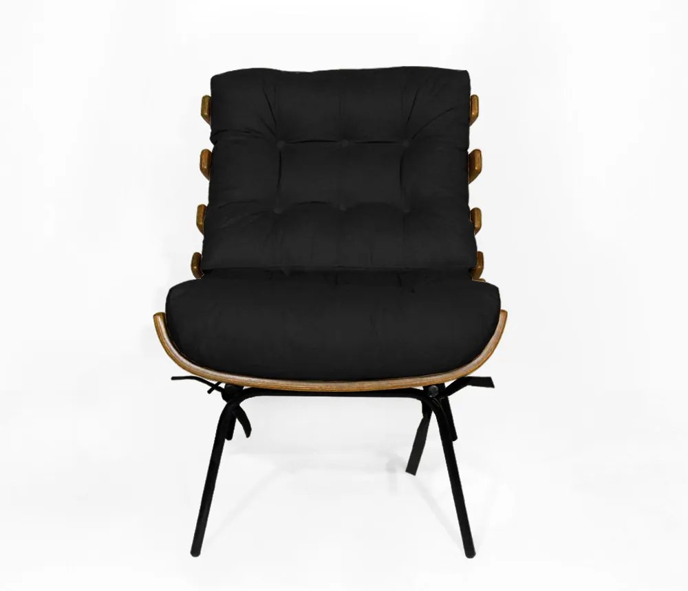 Poltrona Costela Rib Suede Preto