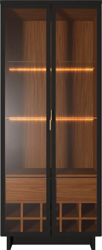 Cristaleira Decorativa com Led Tenerife G73 - Gran Belo - Preto/Noce