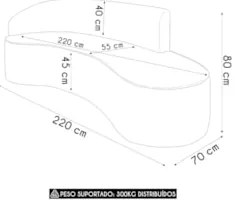 Sofá 4 Lugares Para Sala 220cm Orgânico Wendi Boucle Azul I01  - Mpoze