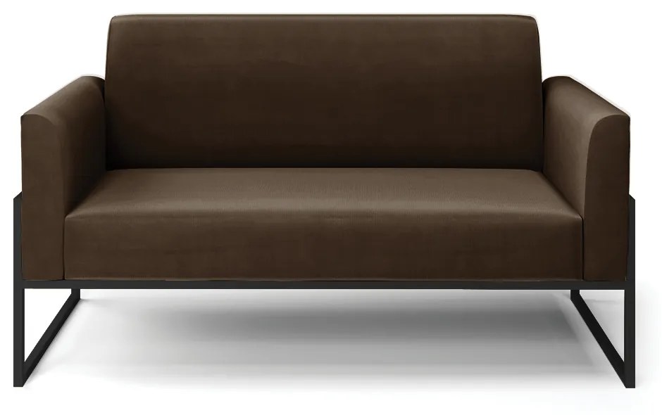 Sofá Namoradeira Base Industrial Alta Preto Marisa Suede D03 - DRossi - Marrom
