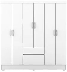Guarda Roupa Casal Flex 6 Portas 2 Gavetas Flash II D02 Branco/Rosa/Br