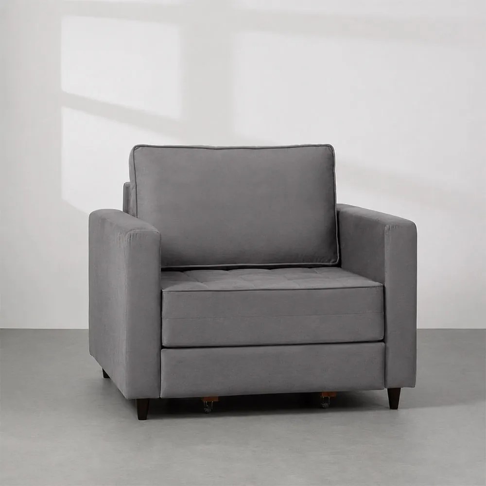 Sofá-Cama Mira Solteiro Suede Grafite - 1m