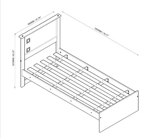 Cama Barcelona Solteiro Com Auxiliar Nature – Tebarrot Móveis
