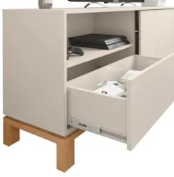 Rack Bancada Para TV 55 Pol 150cm Lucca Off White/Freijó C01 - Mpozena