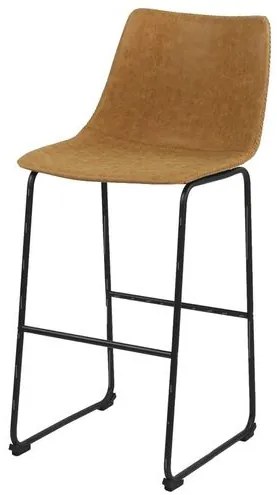 Banqueta Horto Baixa Courino Caramelo com Base Aco Preto 97 cm - 70243 Sun House