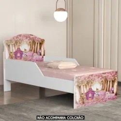 Mini Cama Infantil 148x68cm Proteção Lateral Carruagem Rosa Z53 - Mpoz