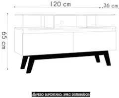 Rack Bancada Para TV 50 Pol 120cm 2 Portas Rubi Naturalle/Off - Bechar