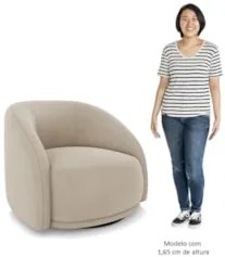 Poltrona Decorativa Orgânica Giratória Kit 2 Lya Z32 Suede Bege - Mpoz