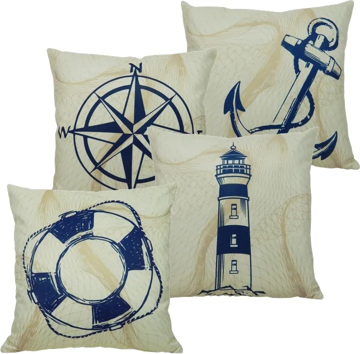 Almofada Marine Tons Amarelo com Azul 45x45cm - AMI-0123 - Somente Capa