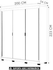 Guarda Roupa Casal 200cm 3 Portas Porto Flex Imbuia/Fendi - Vila Rica