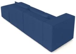 Sofá 5 Lugares 343cm Com Puff Direito Fay Veludo Azul Z55 - Mpozenato