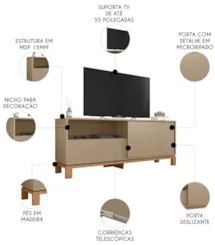 Rack Bancada Para TV 55 Pol 150cm Lucca Areia/Freijó C01 - Mpozenato