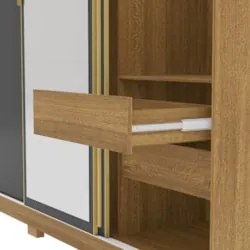Guarda Roupa Casal 200cm Com Espelho Porto Flex Nature/Alasca - Vila R