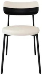 Cadeira de Jantar Estofada Fixa Nyka M25 Linho Palha/Preto - Mpozenato