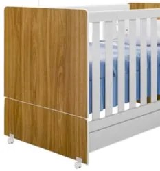 Berço Americano Mini Cama Com Rodízios Charme Z49 Nature/Branco - Mpoz