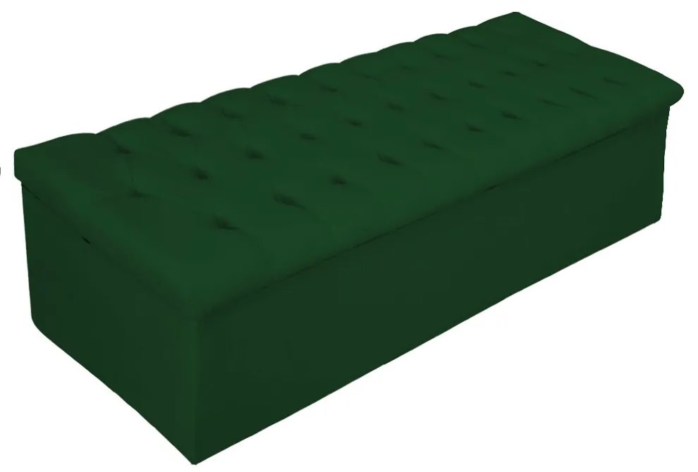 Recamier Baú Estofada Mel 195 cm King Size Com Capitonê Suede Verde - ADJ Decor