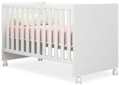 Berço Americano Mini Cama Com Rodízios Doce Sonho Branco - Qmovi