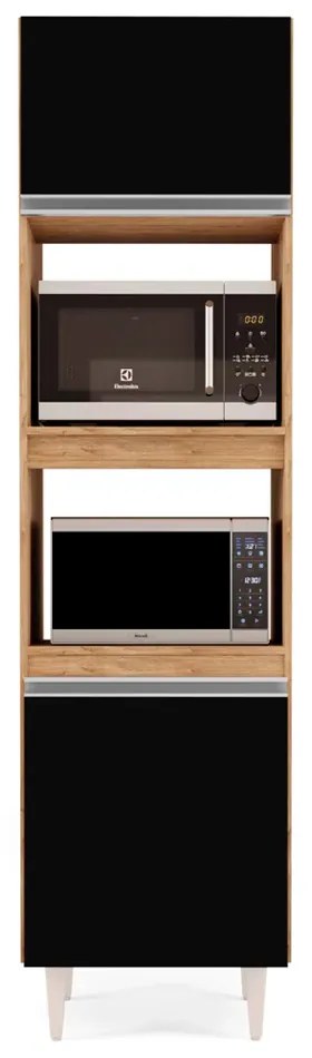 Paneleiro Torre Quente para Cozinha 02 Portas Ruth 56 cm - D'Rossi - Castanho e Preto