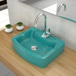 Cuba Pia de Apoio para Banheiro Retangular Aria RT41 C08 Azul Turquesa