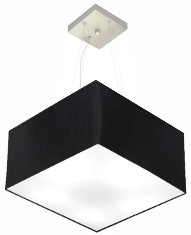 Lustre Pendente Quadrado Md-4197 Cúpula em Tecido 25/45x45cm Preto - Bivolt