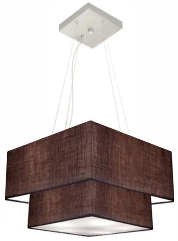 Lustre Pendente Duplo Quadrado Vivare Md-4157 Cúpula em Tecido 40x35cm Café - Bivolt
