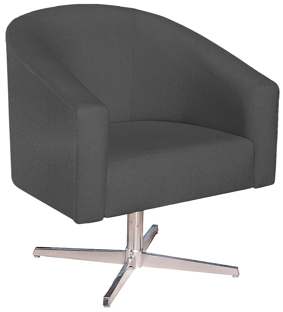 kit 02 Poltronas Luiza Base Giratória de Metal Linho Chumbo - ADJ Decor