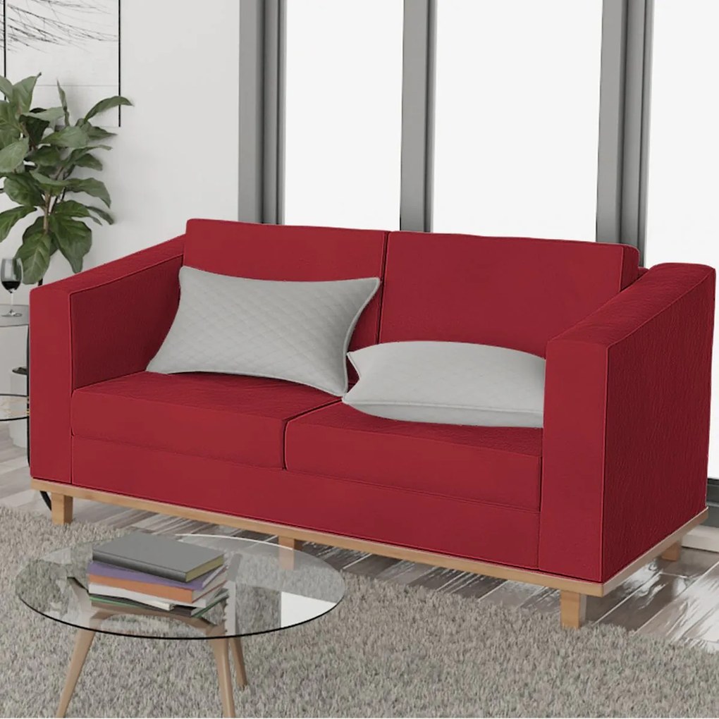 Sofá 2 Lugares Europa Suede Vermelho ADJ Decor