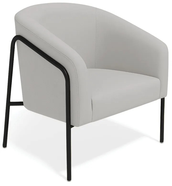 Poltrona Sala Industrial Alta Preto Stella Suede D03 - D'Rossi - Cinza