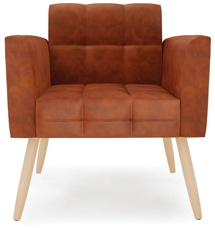 Poltrona Elisa Corano Nozes Pés Palito Natural D03 - D'Rossi