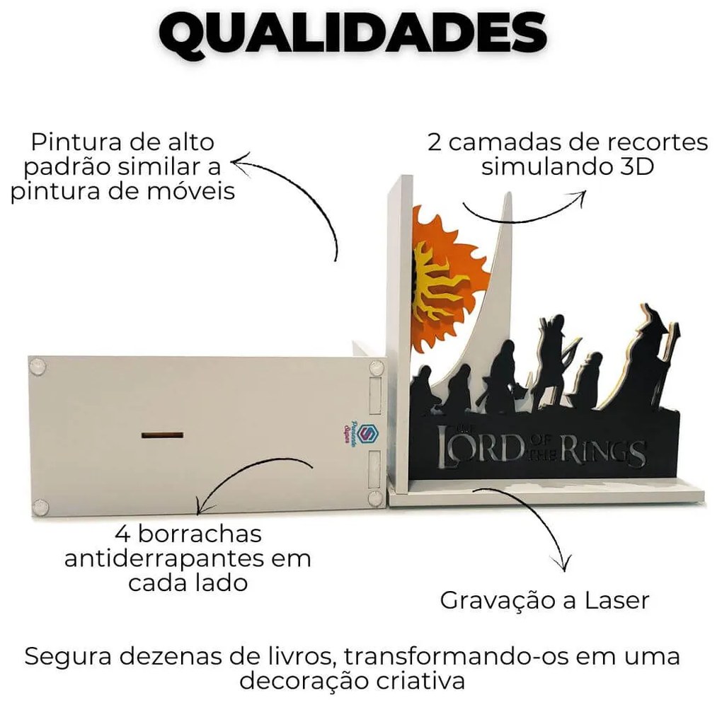 Aparador de Livros O Senhor dos Anéis Sociedade do Anel e Olho Sauron