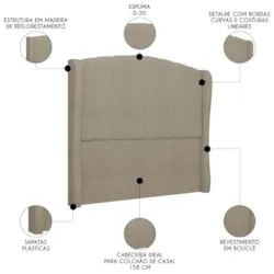 Cabeceira Casal Queen Cama Box 160cm Glenda Z04 Boucle Capuccino - Mpo