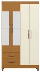 Guarda Roupa Solteiro 103cm com Espelho Dony A02 Off/Cinamomo - Mpozen