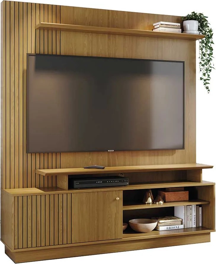 Home Theater Homero Porta 2 Prateleiras MDP até 65 Cumaru G97 - Gran Belo