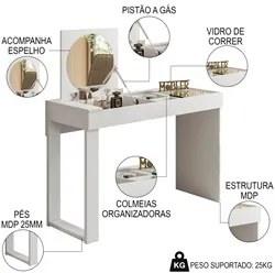 Penteadeira Escrivaninha com Espelho Replay Branco - Mobler