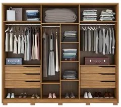 Guarda Roupa Casal Com Pés 6 Portas 2 Com Espelhos 6 Gavetas Atrice D0