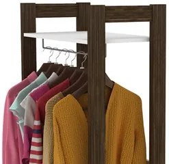 Guarda Roupa Solteiro Closet AZ1011 Branco/Nogal - Tecno Mobili