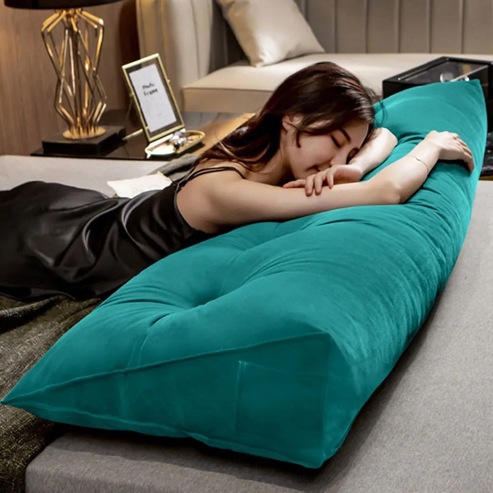 Almofada para Cabeceira Mel 1,95 m King Travesseiro Apoio para Encosto Macia Formato Triângulo Suede Azul Tiffany