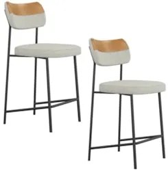 Banqueta Cozinha Média Kit 2 Milli Linho Caramelo/Cinza A14 - Mpozenat