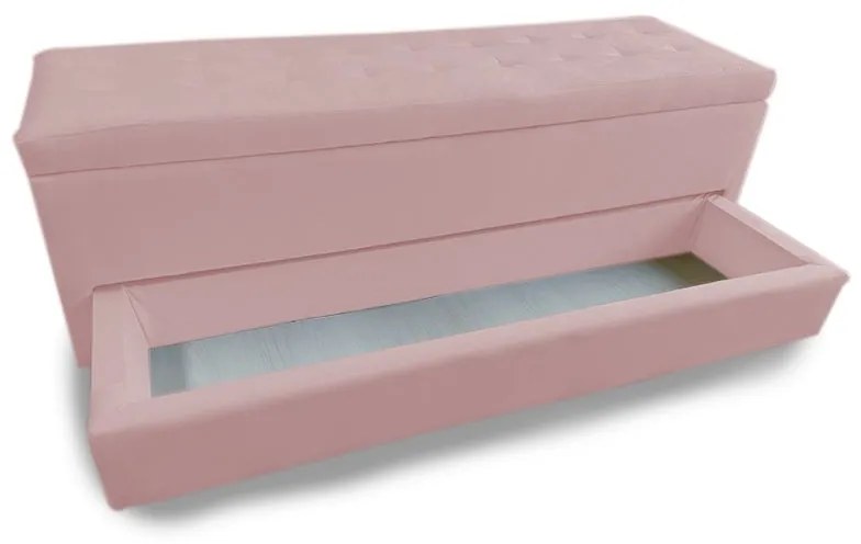 Calçadeira Baú com Sapateira Queen 160cm Paris Suede Rosa - Sheep Estofados - Rosa